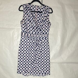 H&M Navy & White Sleeveless Wrap-Style Midi Dress